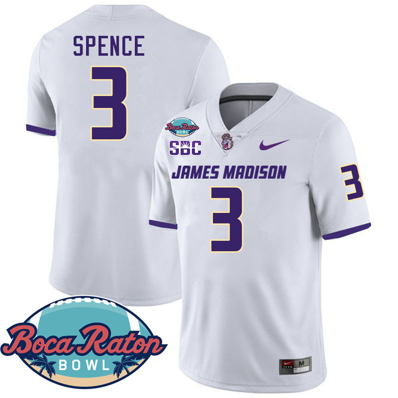 #3 Terrence Spence James Madison Dukes 2024 Boca Raton Bowl Jersey-White